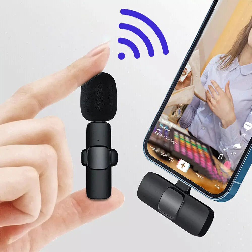 2.4GHz Wireless Lavalier Microphone (Plug & Play) – Clip‑On Mini Mic for iPhone or USB‑C Android