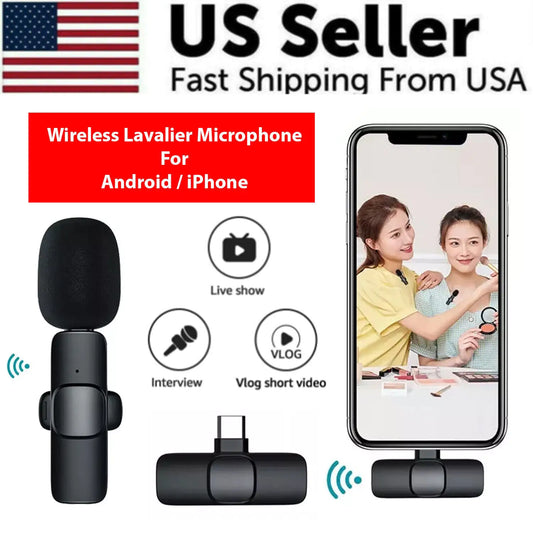 2.4GHz Wireless Lavalier Microphone (Plug & Play) – Clip‑On Mini Mic for iPhone or USB‑C Android